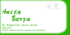 anita burzu business card